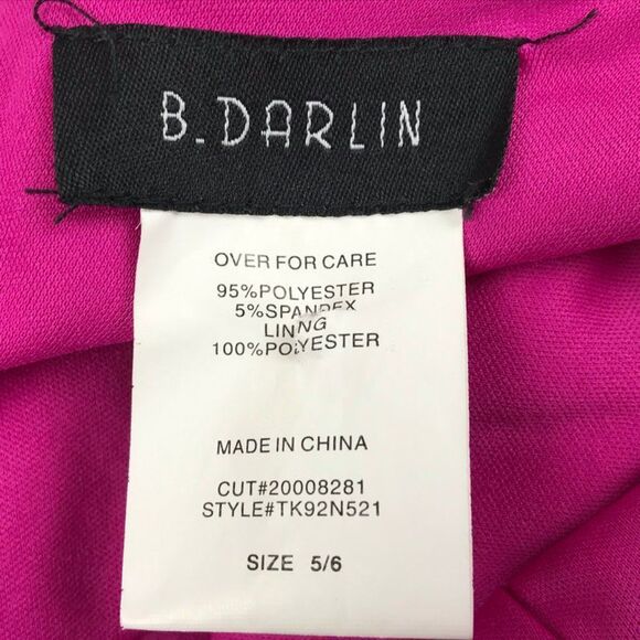 B. Darlin Strappy Mini Shift Dress Juniors Size 5/6 Pink Ruffle Trim Zip Party - Picture 7 of 8